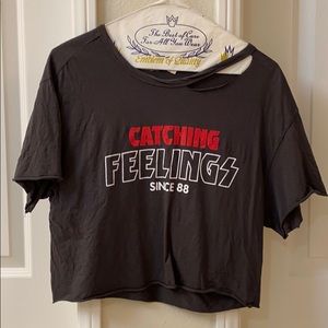 Gray Distressed Crop Top